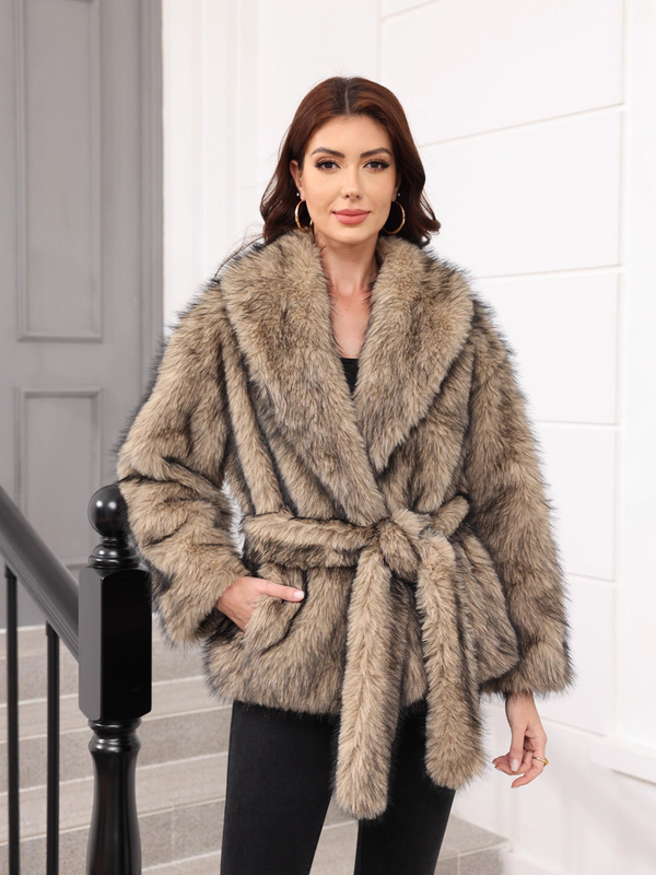Karis Shawl Collar Faux Fur Jacket