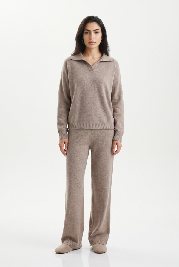 Kassian Polo Collar Wide Leg Trouser Set