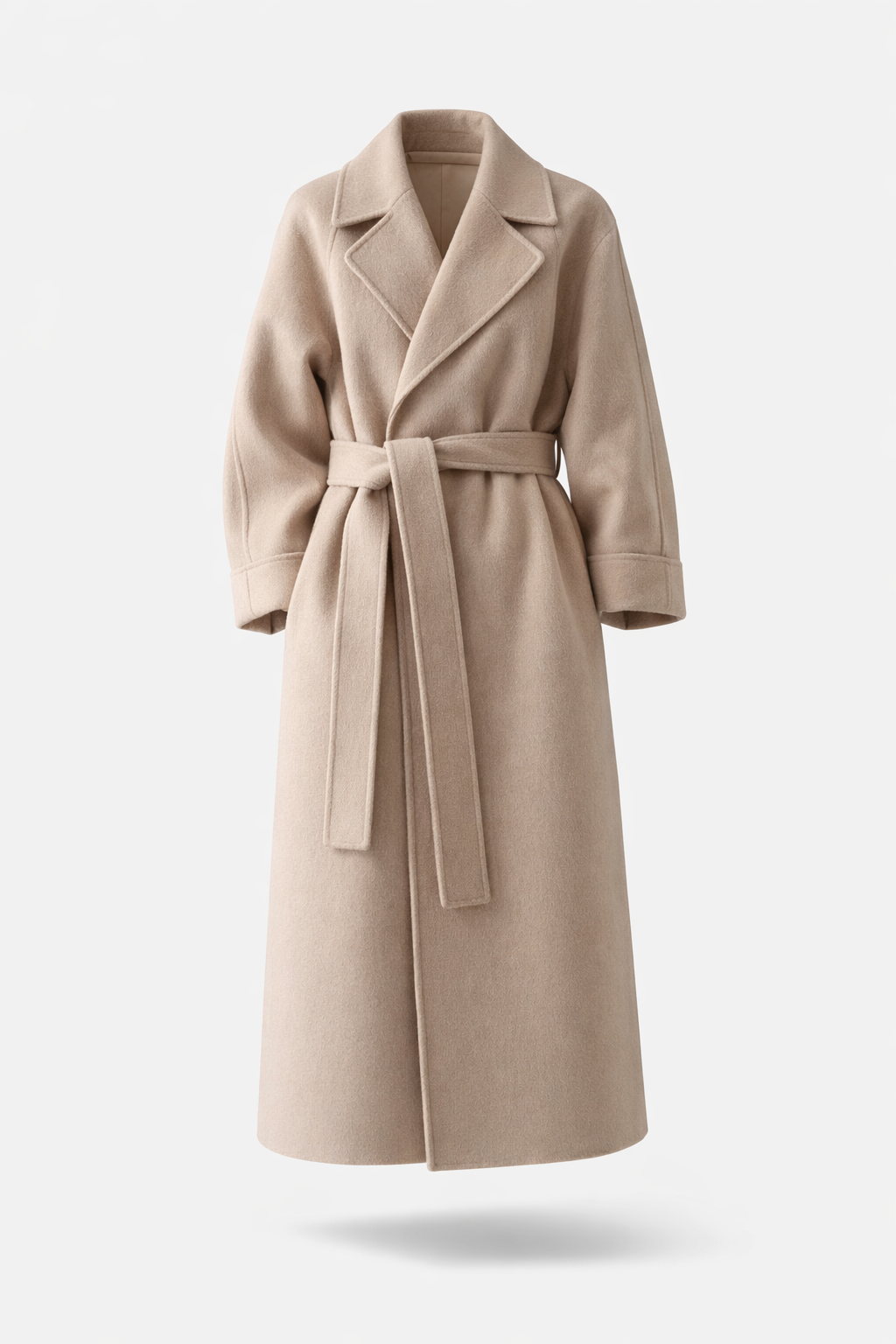 Katell Belted Longline Coat - Beige