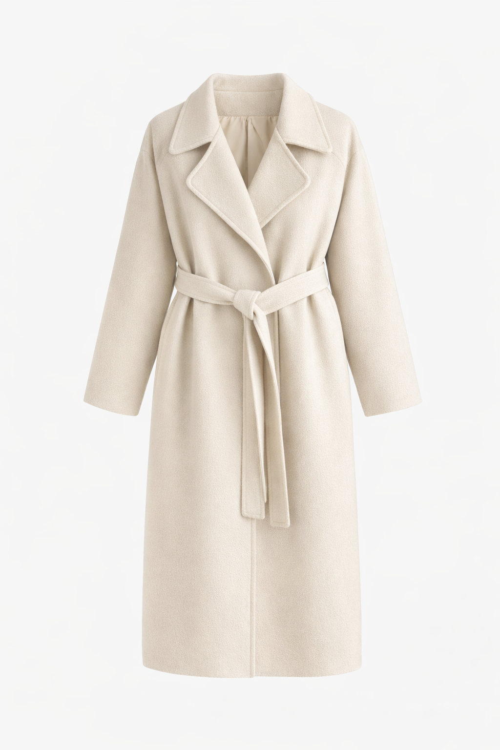 Katell Belted Longline Coat - Cream