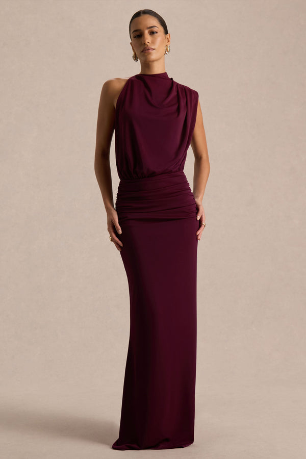 Lenora Draped High Neck Maxi Dress