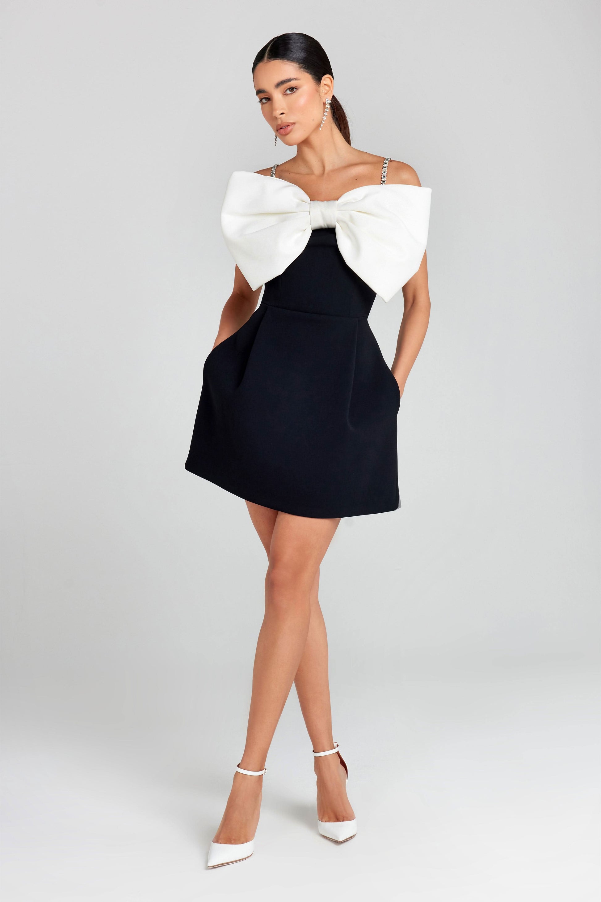 mini bow dress women It Girl White Bow Mini Dress - US 12