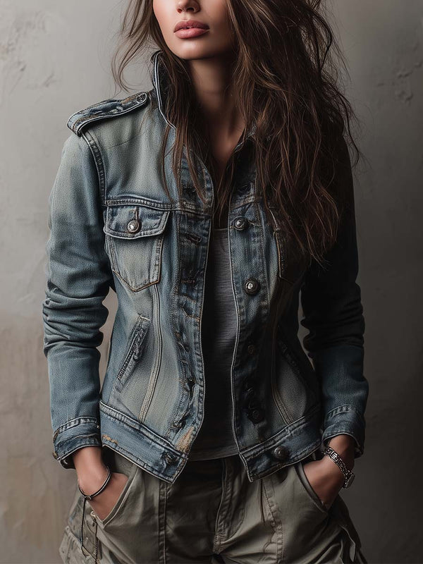 Levana Denim Military Utility Jacket