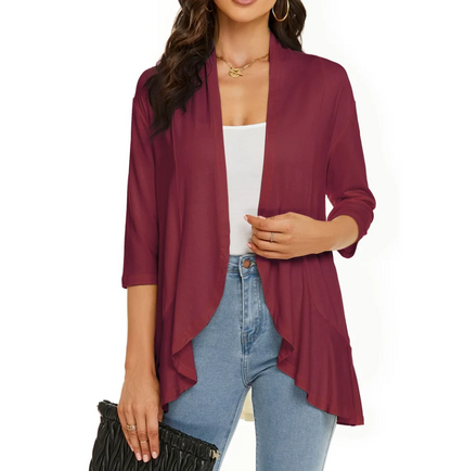 Liesl Draped Jacket - Burgundy