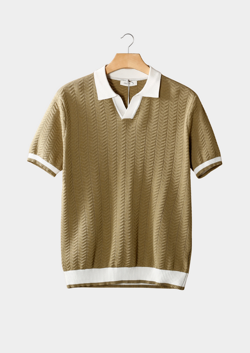 Luca Textured Polo Shirt - Almond