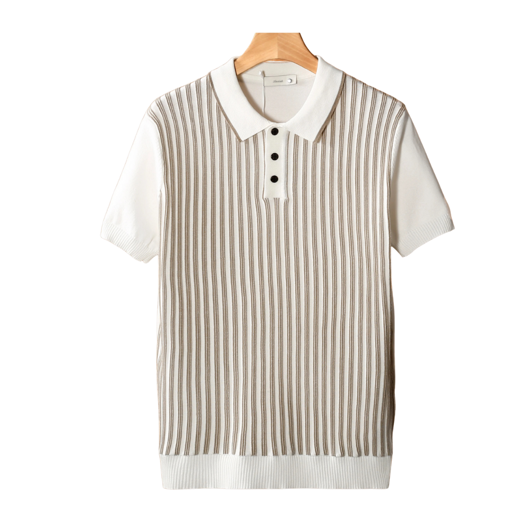 Lucan Striped Polo Shirt - White