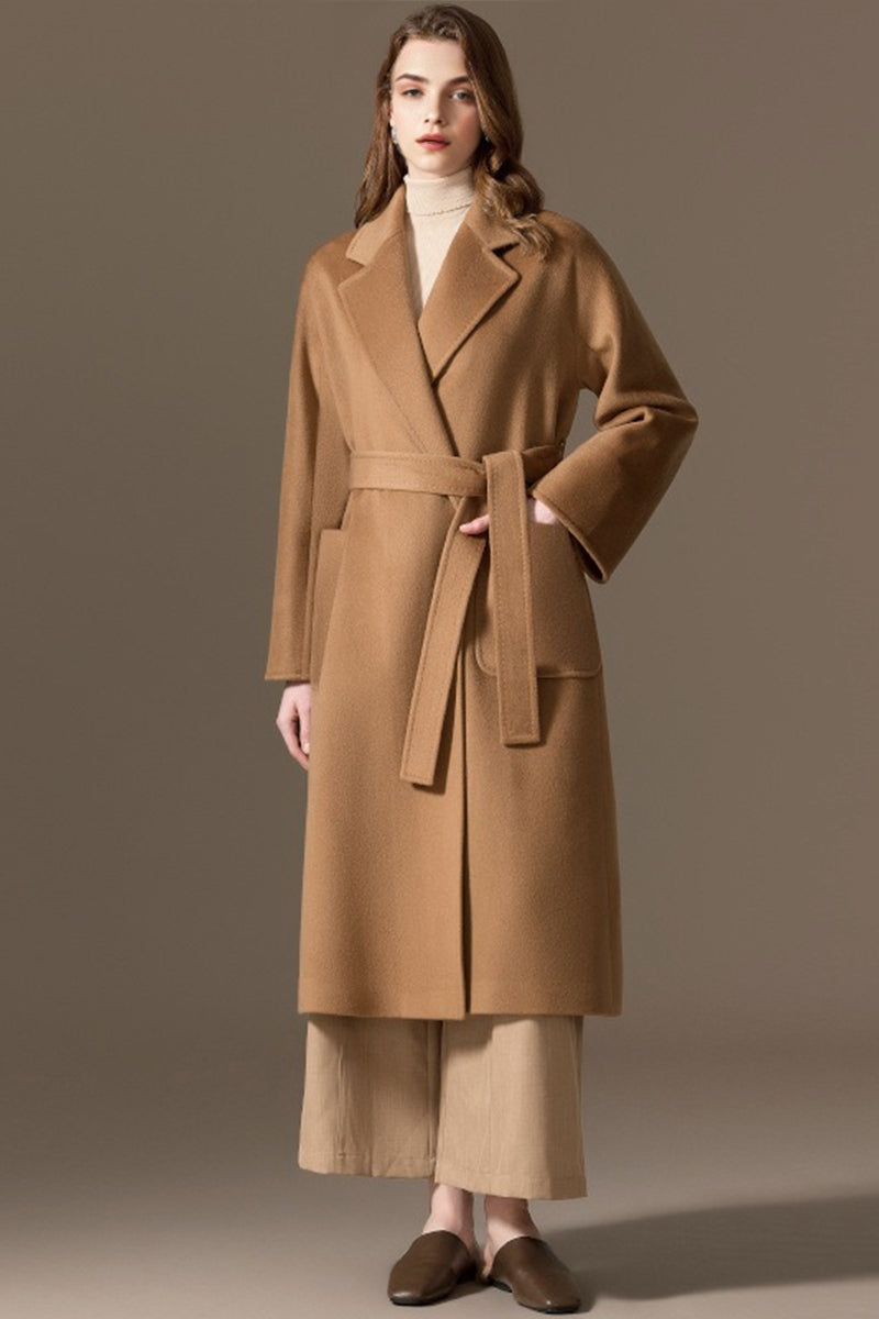Lucasta Belted Long Wrap Coat - Camel