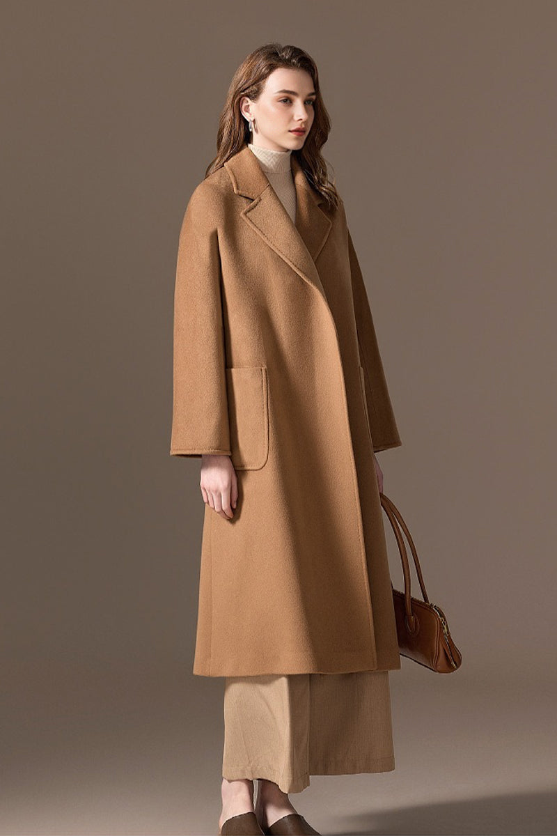 Lucasta Belted Long Wrap Coat - Camel