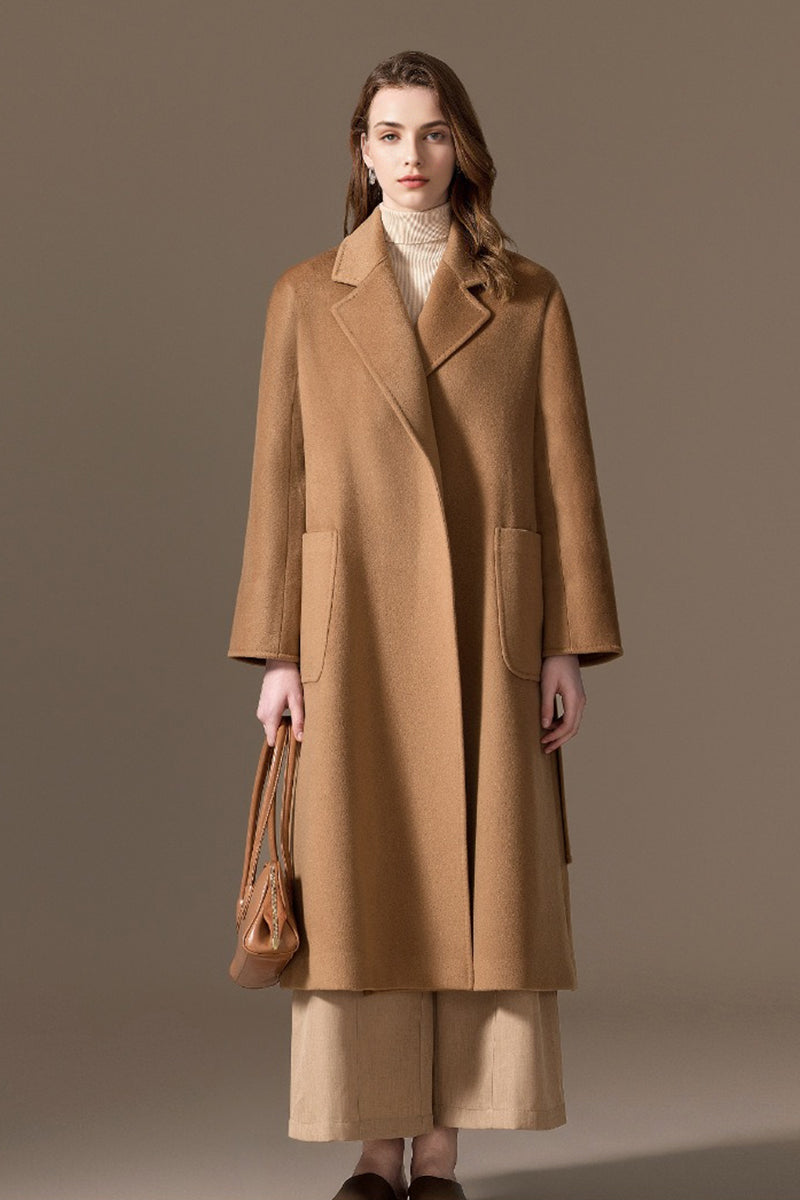 Lucasta Belted Long Wrap Coat - Camel