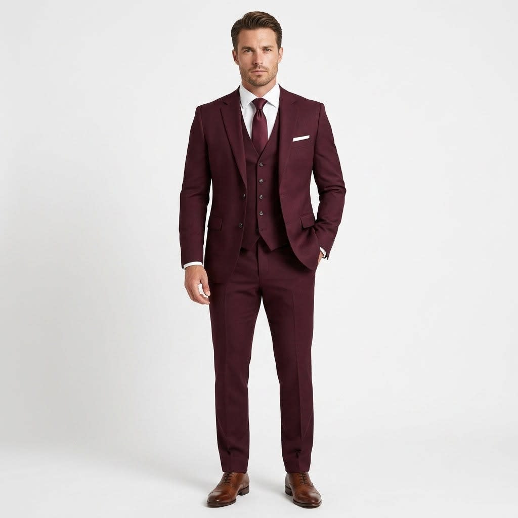 Lucian Three-Piece Suit - Burgundy