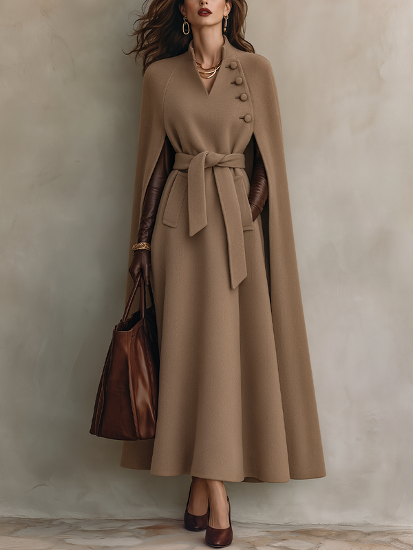 Lumina Belted Cape Maxi Coat
