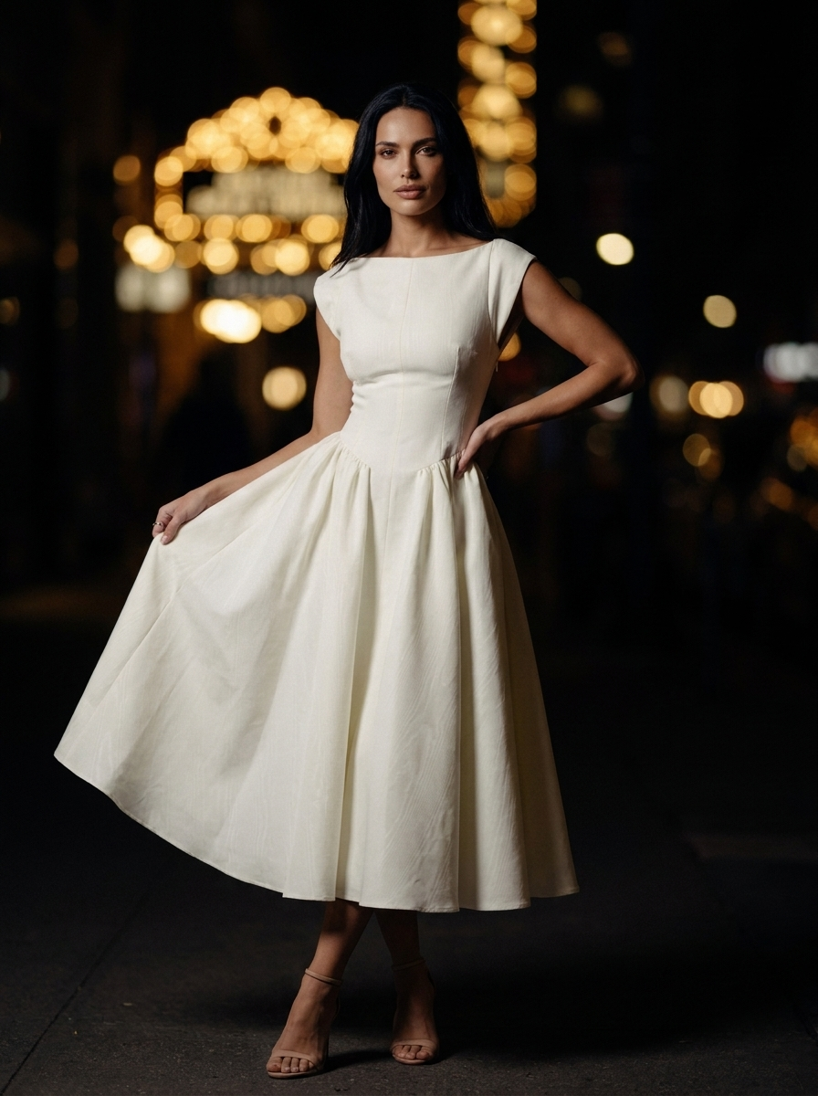 Maelis Cap Sleeve Velvet Midi Dress - Ivory