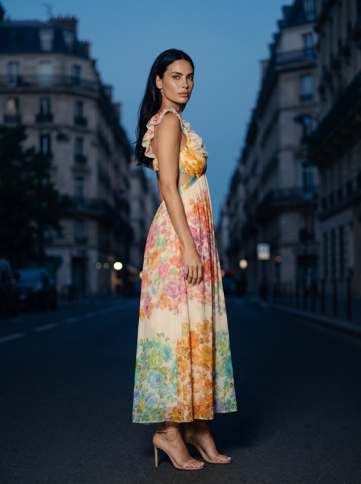 Malin Ruffle Strap Floral Maxi Dress - Ivory Floral