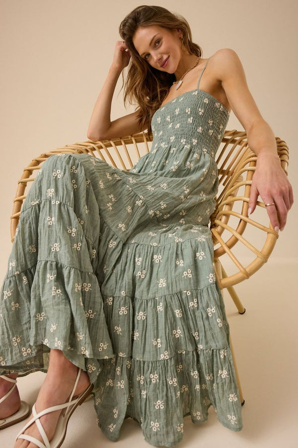 Marisa Embroidered Tiered Maxi Dress
