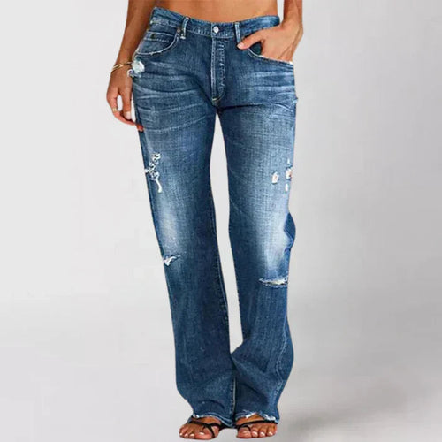 Marlo Distressed High Waist Jeans - Medium Blue Wash