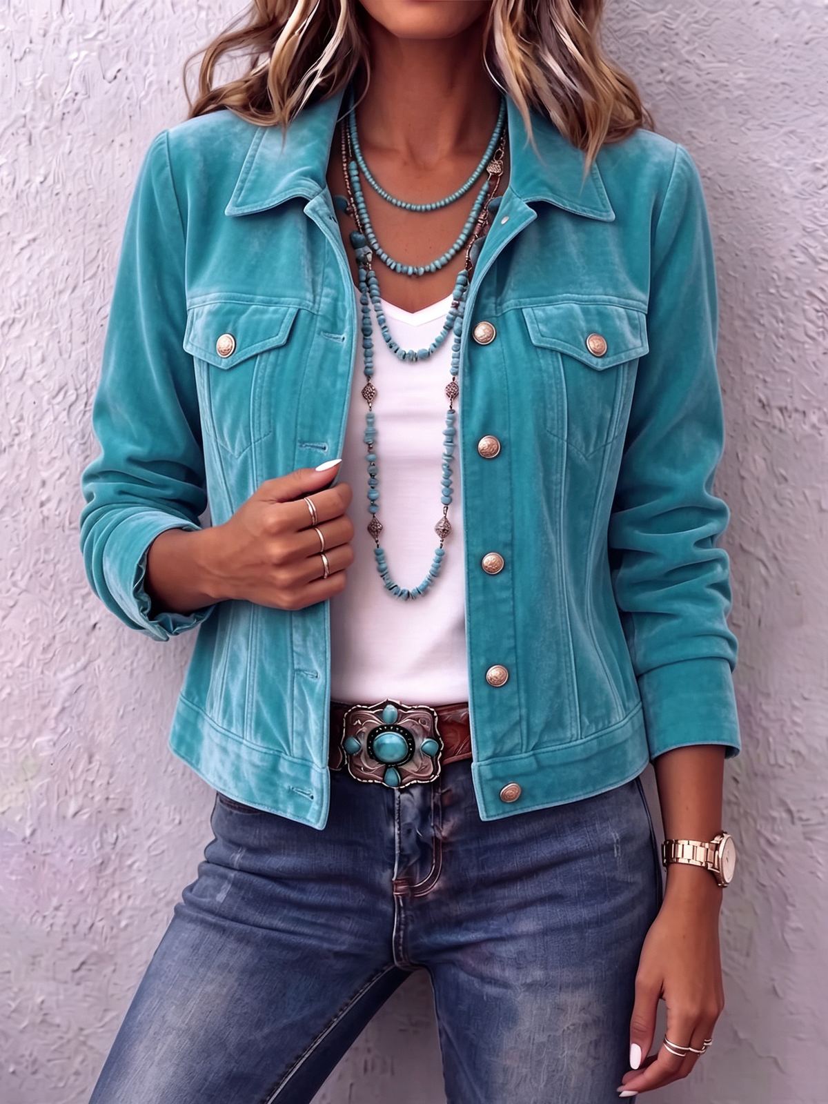 Melora Velvet Jacket - Blue
