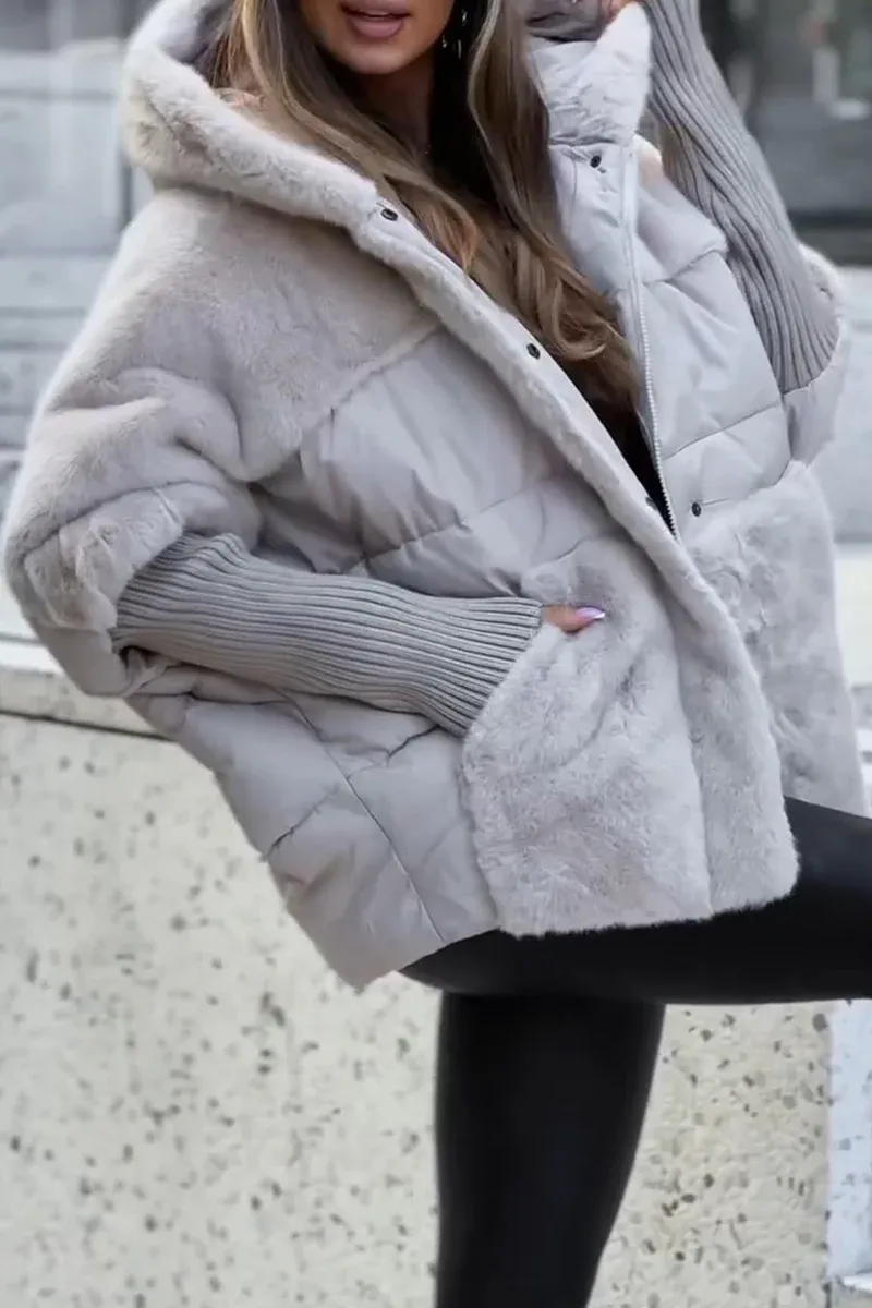 Moira Hooded Puffer Jacket - Light Gray