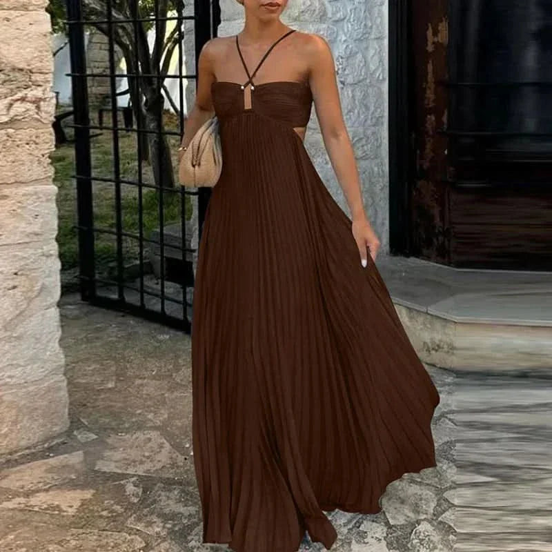 Monica Halter Maxi Dress - Dark Brown