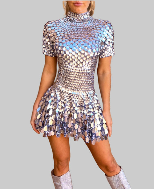 Ninette Silver Disc Mini Dress