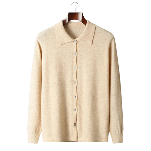 Nolan Polo Collar Cardigan - Sand