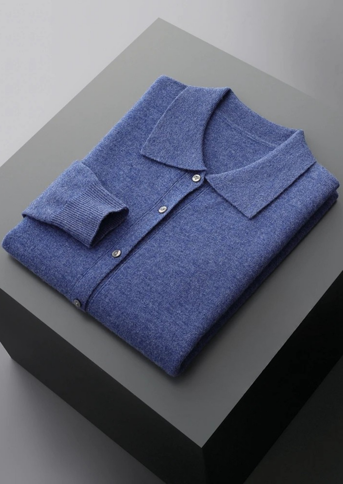 Nolan Polo Collar Cardigan - Sea Blue