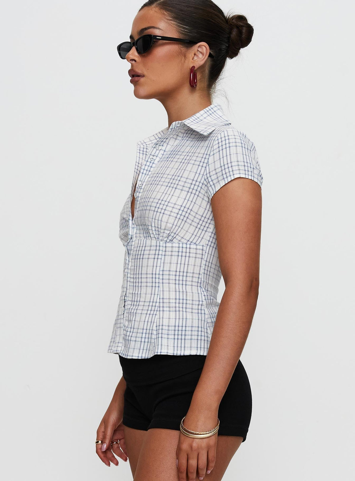 Norelle Plaid Blouse - Blue