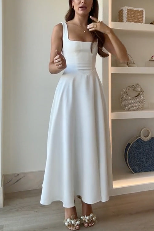 Novella Square-Neck A-Line Maxi Dress