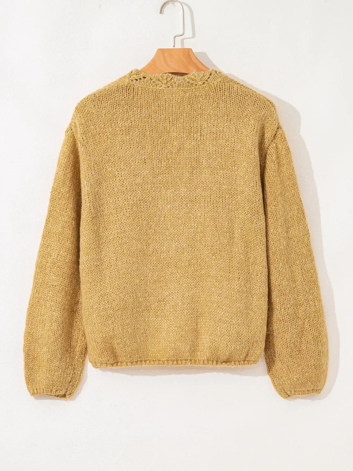 Octavie Scalloped Lantern Sleeve Cardigan - Mustard