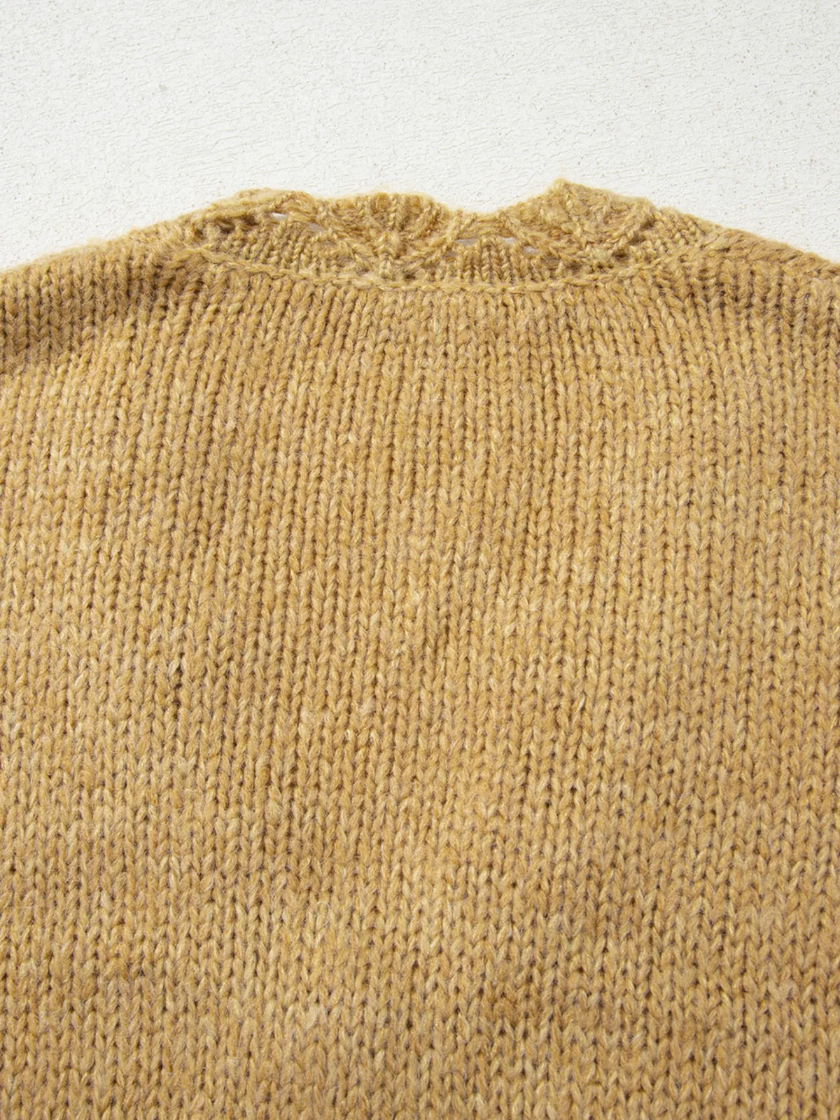 Octavie Scalloped Lantern Sleeve Cardigan - Mustard