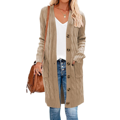 Odeline Cable-Knit Coat - Khaki