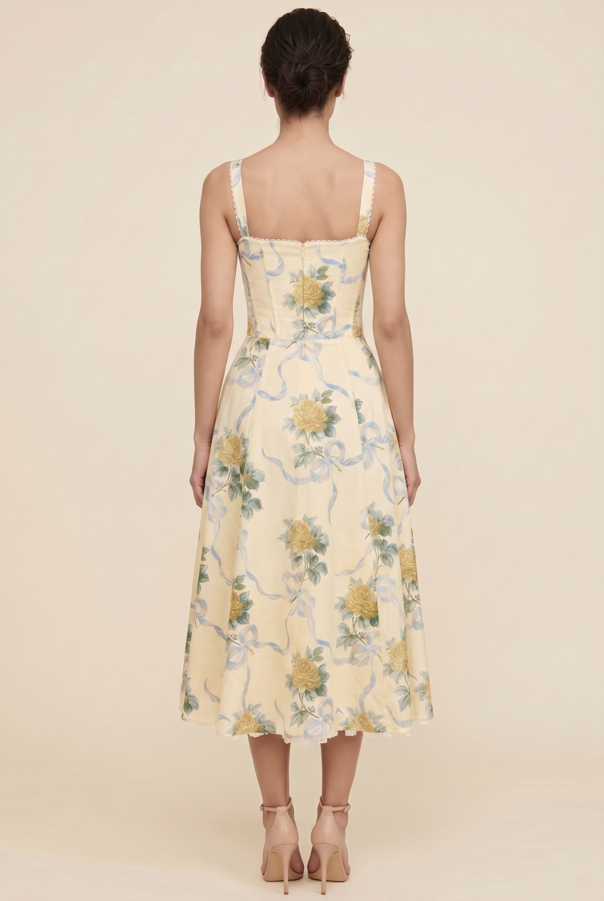 Oliana Floral Corset Midi Dress - Butter Yellow Floral