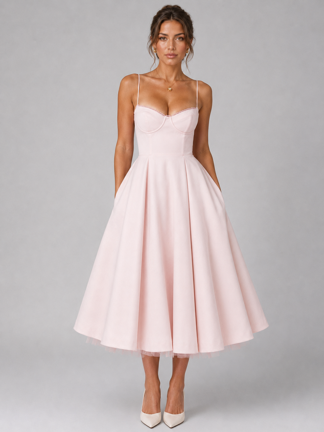 Ondina Corset Midi Dress - Pink