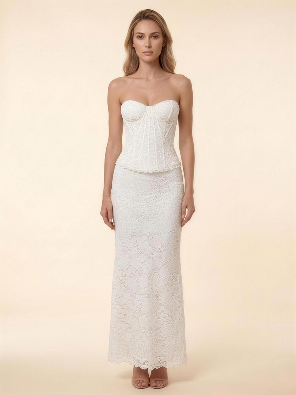 Onora Lace Corset Strapless Maxi Dress