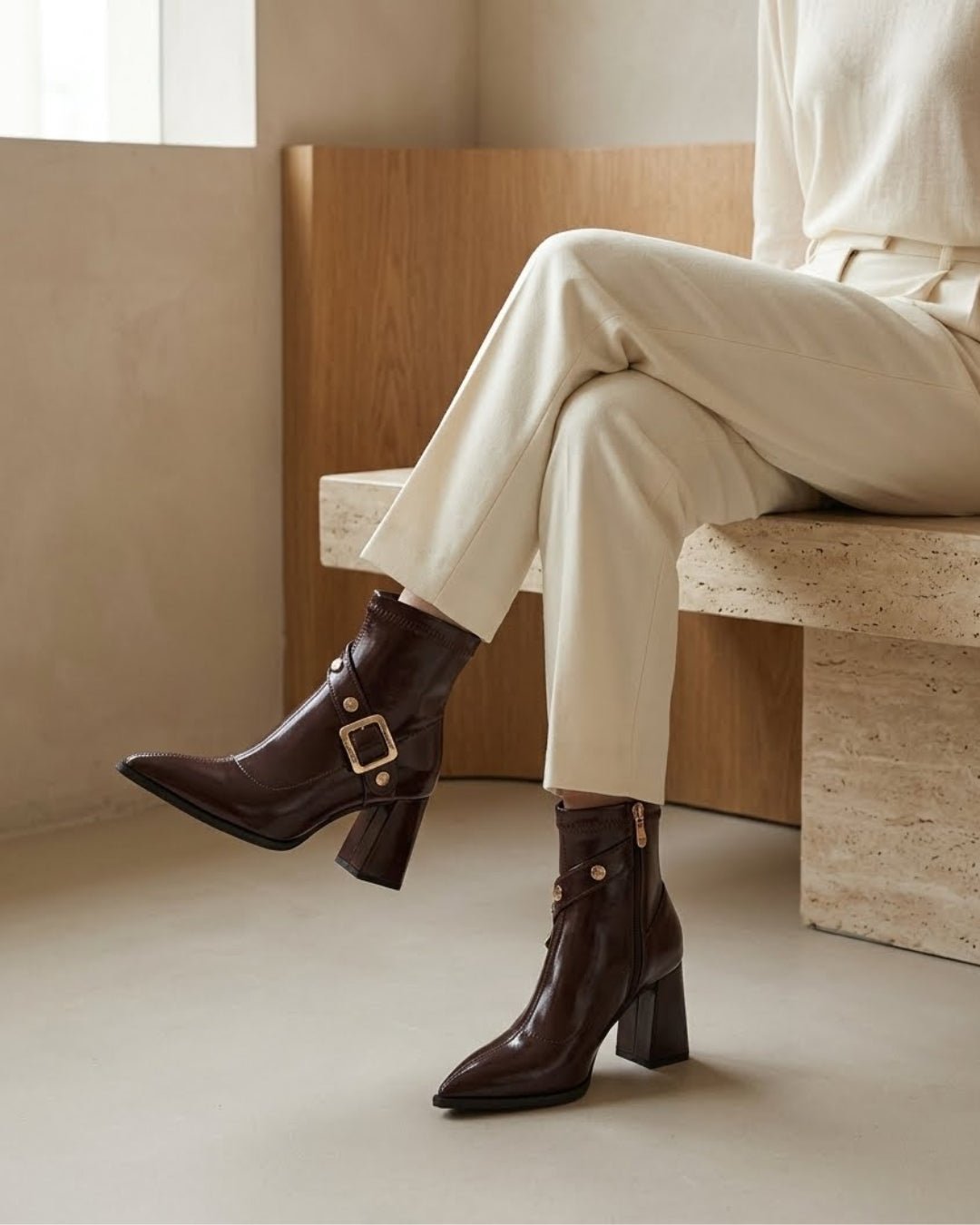 Priscille Buckled Ankle Boots