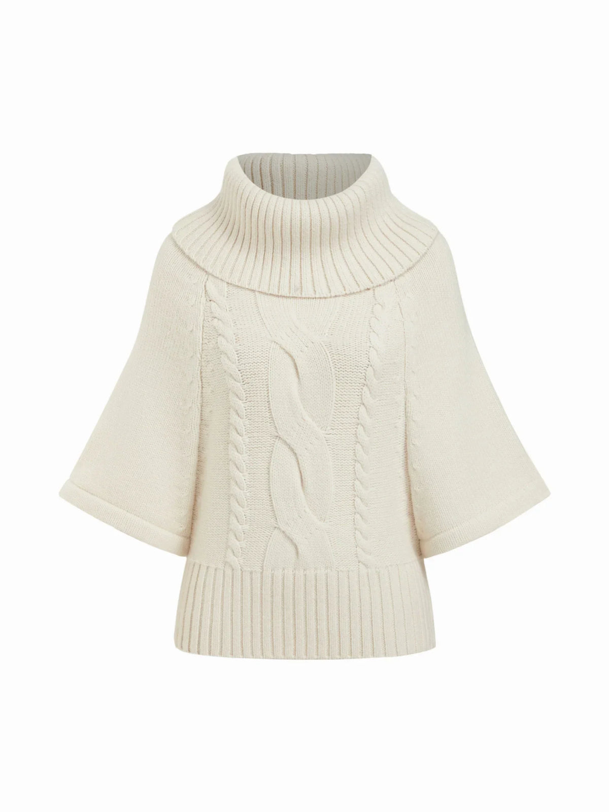 Raelyn Wide Neck Cable Knit Sweater - White