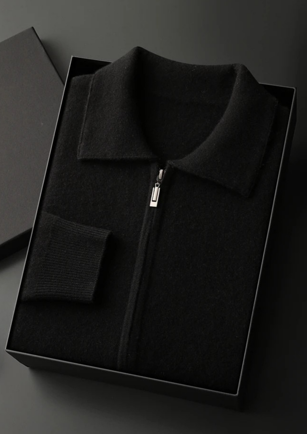 Reid Zip-Up Cardigan - Black