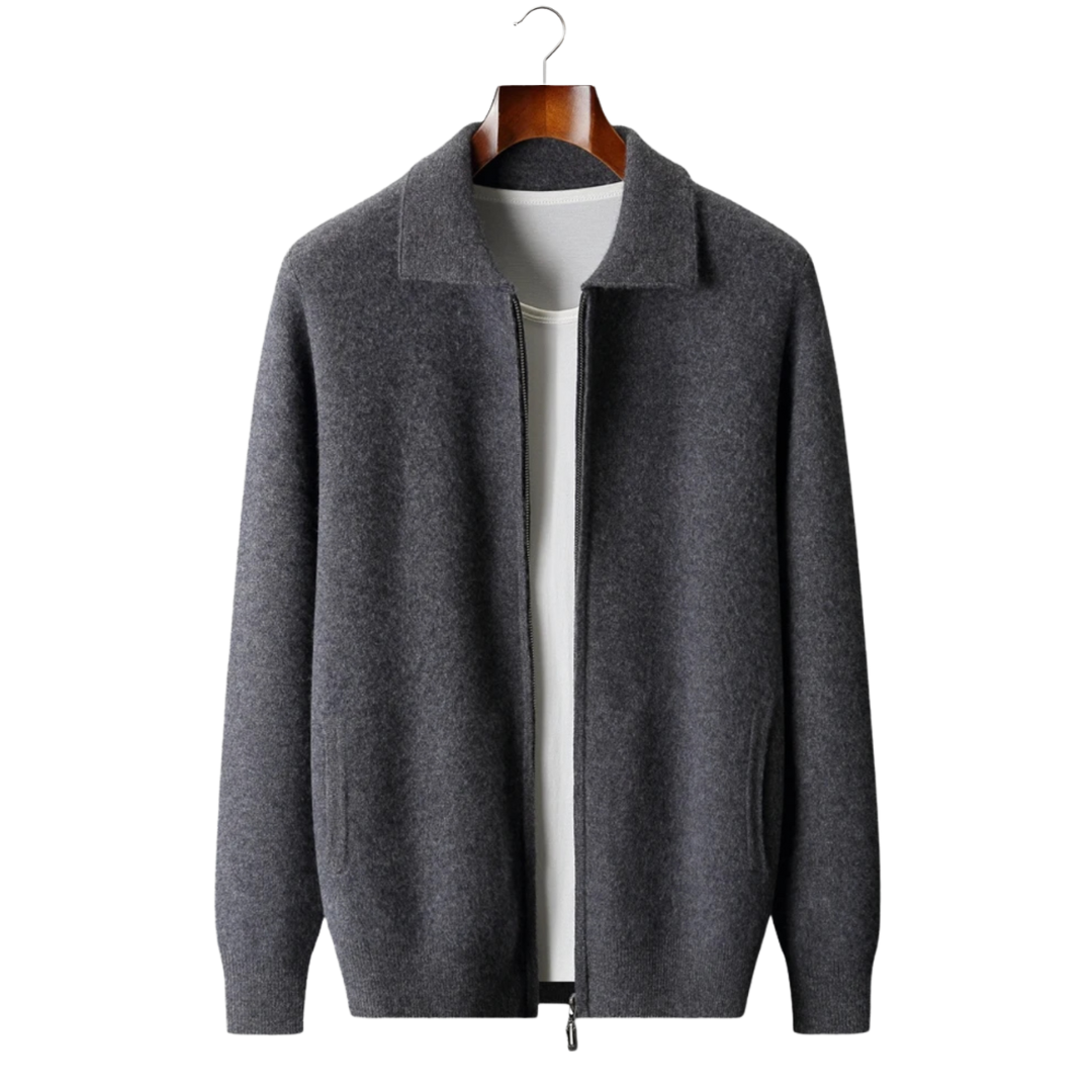 Reid Zip-Up Cardigan - Dark Gray