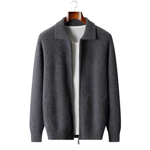 Reid Zip-Up Cardigan - Dark Gray
