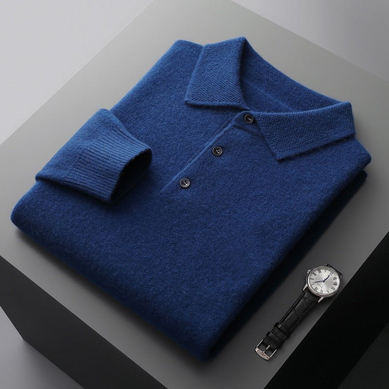 Rhys Long Sleeve Knit Polo - Royal Blue