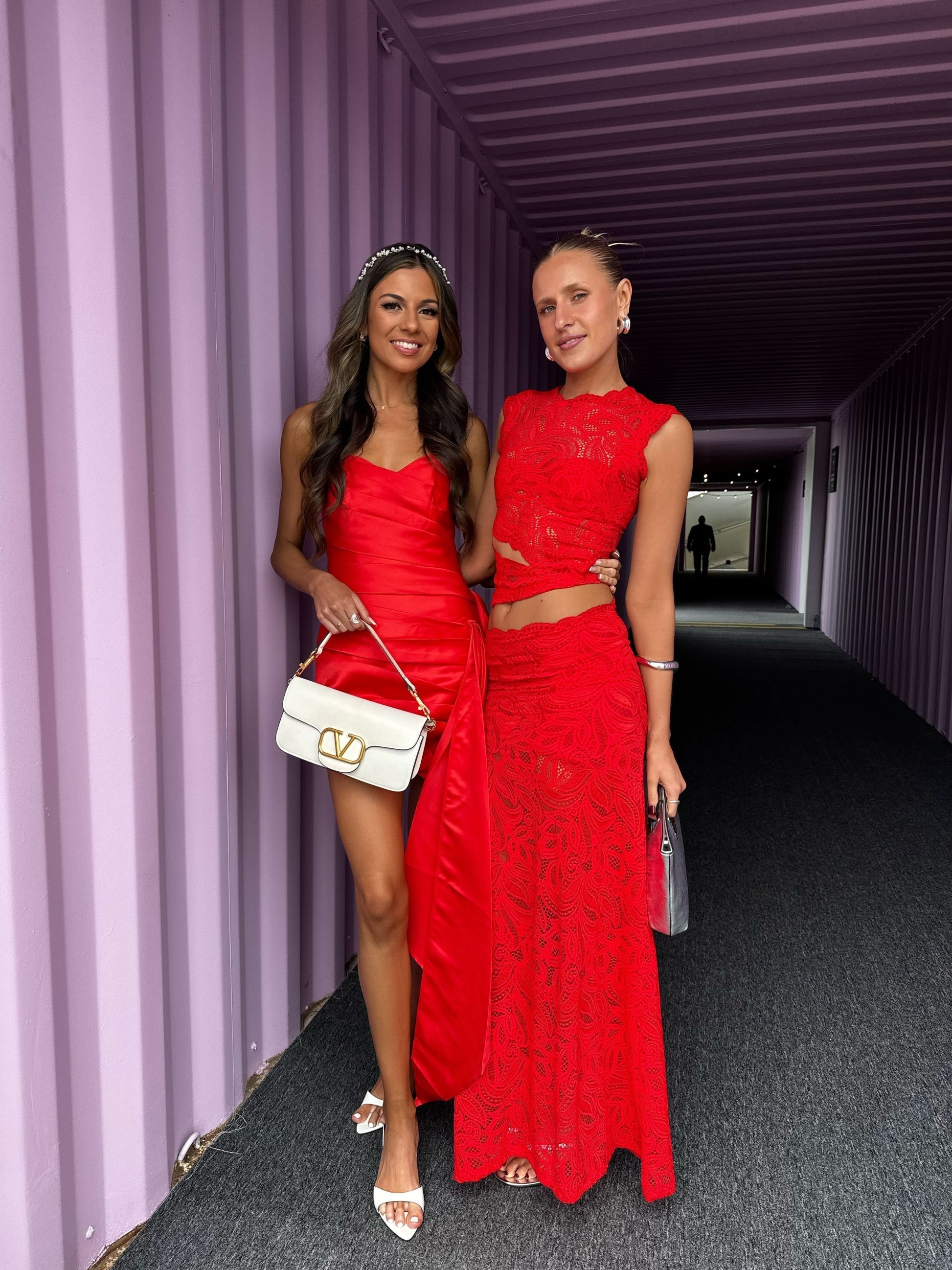 knee length dresses for ladies Ainsley Dress & Belt Set Crimson