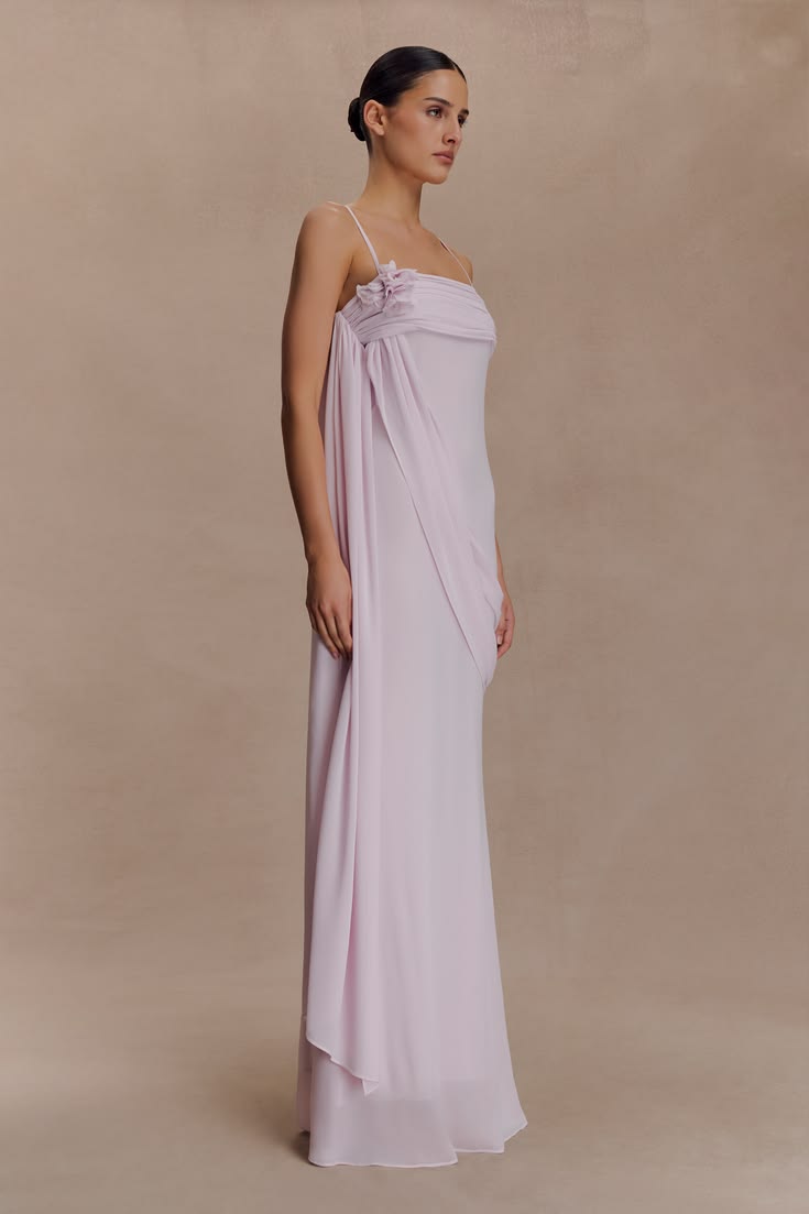Romilly Chiffon Draped Maxi Dress - Lilac