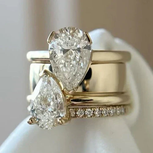 Tessaly Pear Stone Drop Ring - Gold