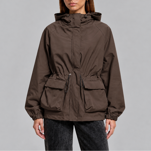 Tori Waterproof Drawstring Hooded Jacket - Brown