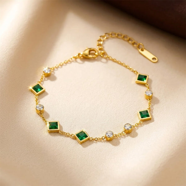 Tove Green Stone Station Bracelet