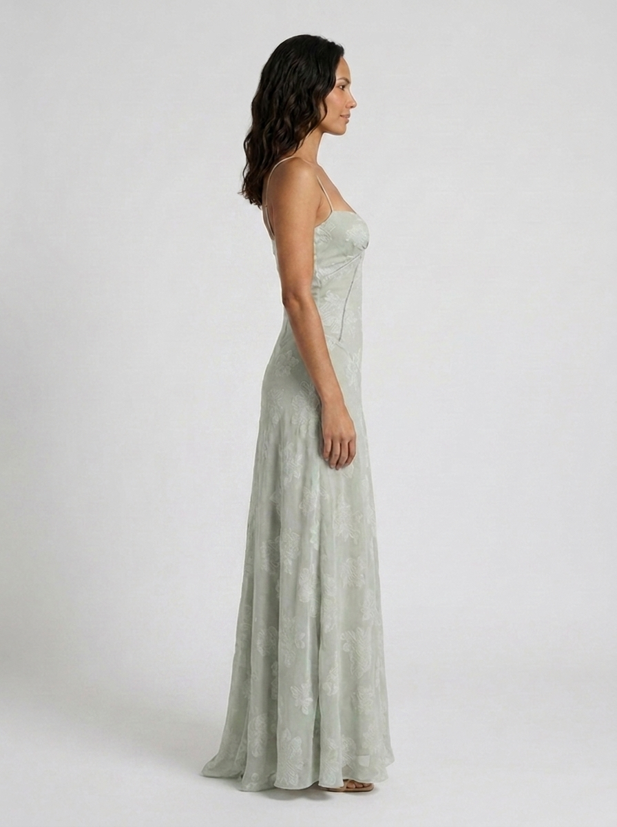 Ulyana Lace Cami Lace-Up Back Maxi Dress - Sage