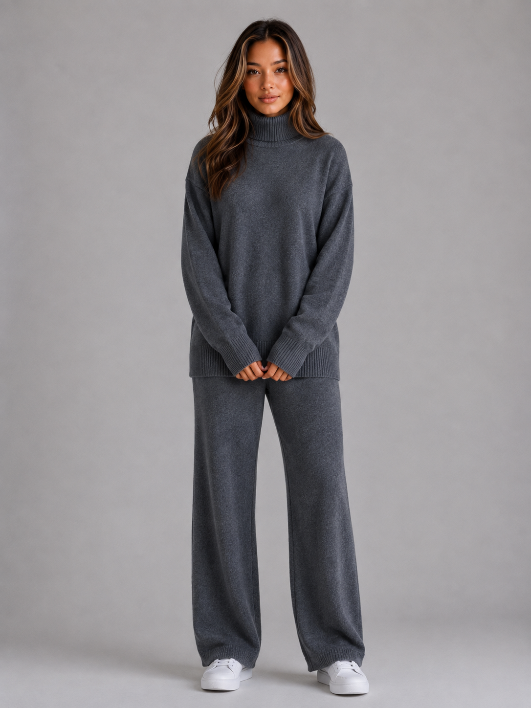 Unity Oversized Roll Neck Lounge Set - Dark Gray