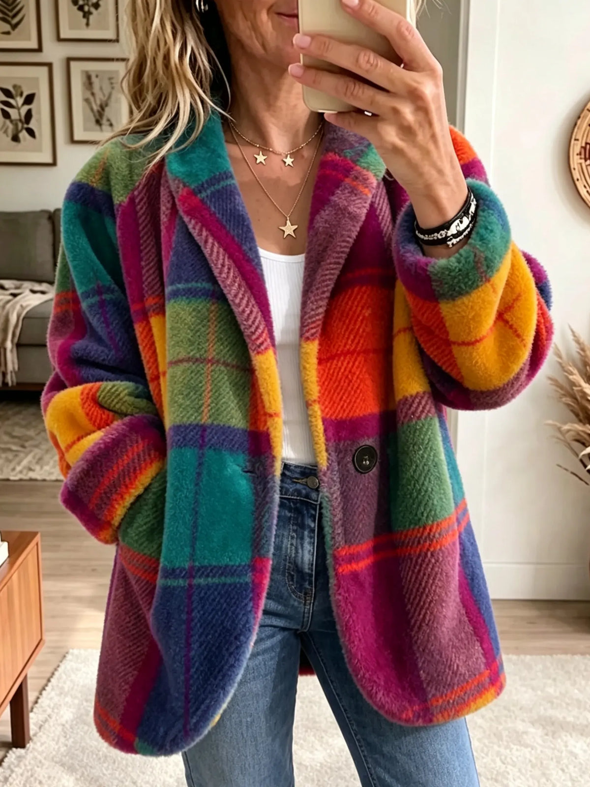 Urielle Rainbow Plaid Jacket - Rainbow Plaid