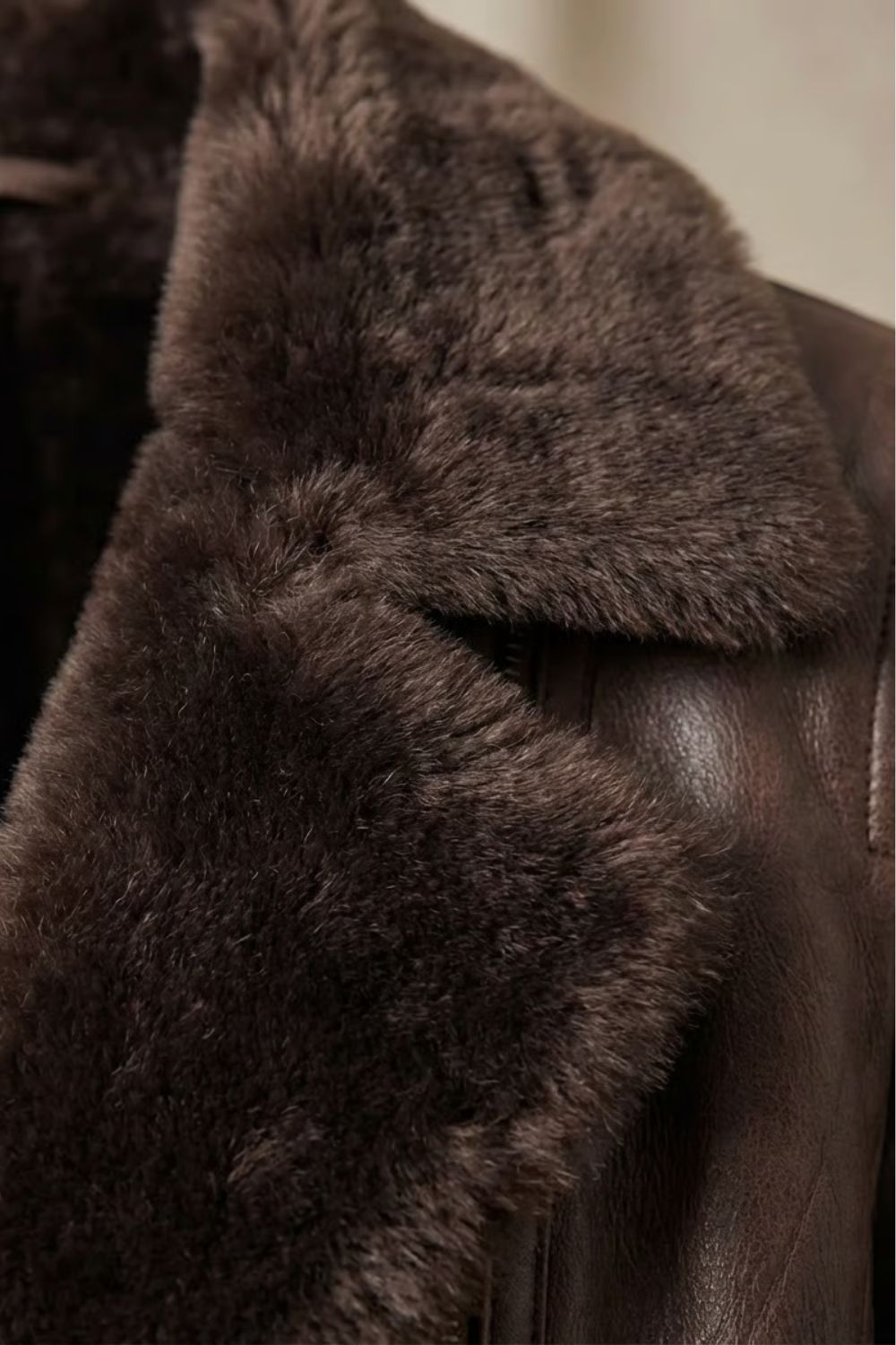 Vanessa Faux Leather Shearling Collar Zip Jacket