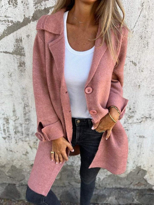 Vanora Notch Lapel Longline Coat - Dusty Pink