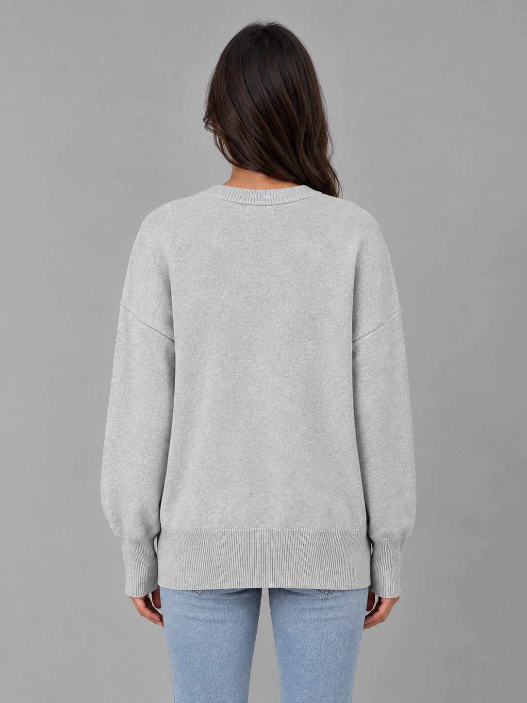 Vega Oversized Crew Neck Sweater - Heather Gray